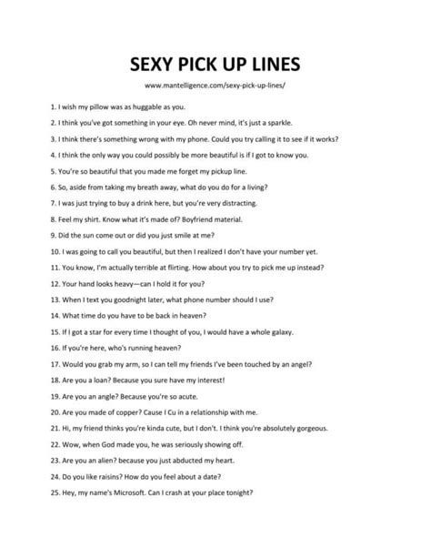 lines for sex|Master the Art of Dirty Pickup Lines .